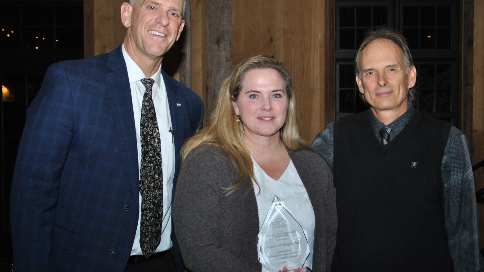 Dr. Katie Montagne accepted the “Deo” P. Esguerra, MD Service Award from last year’s honoree, Dr. Louis Dandurand, and Chief Executive Officer, Peter Wright
