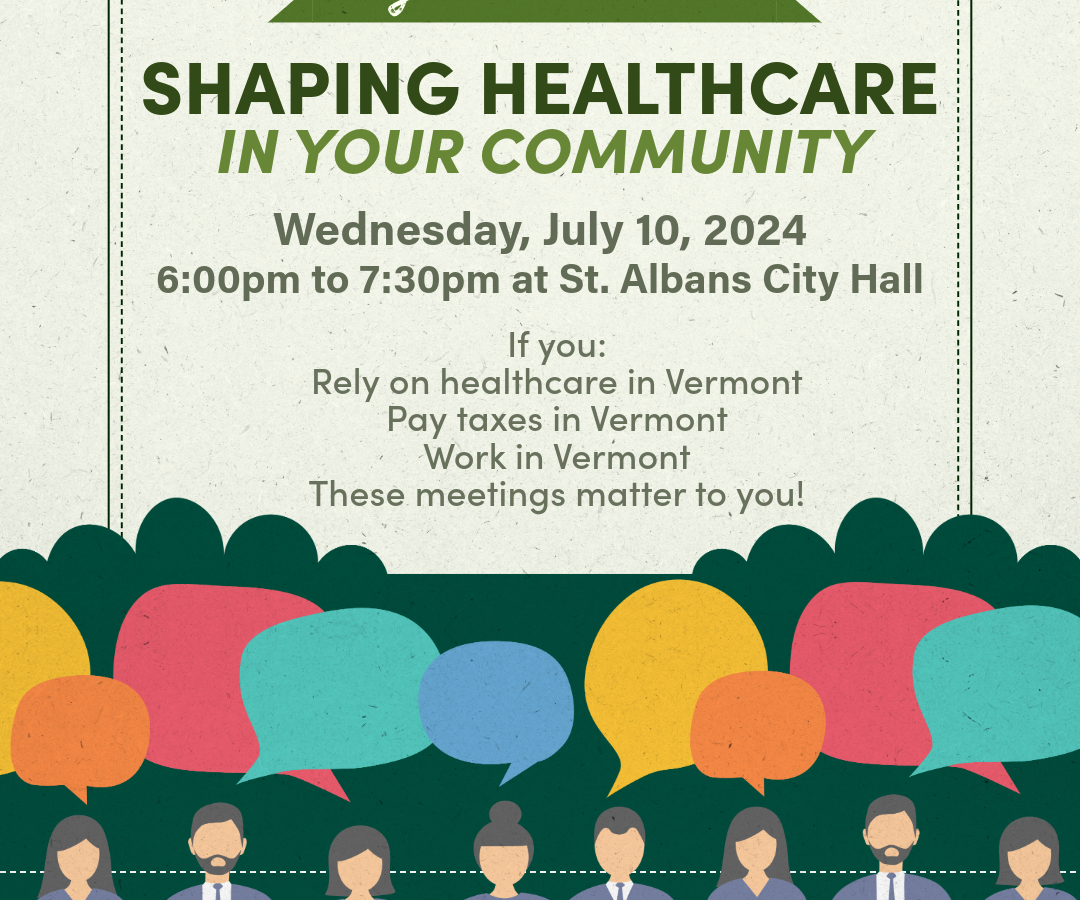 Illustration advertising a healthcare community meeting