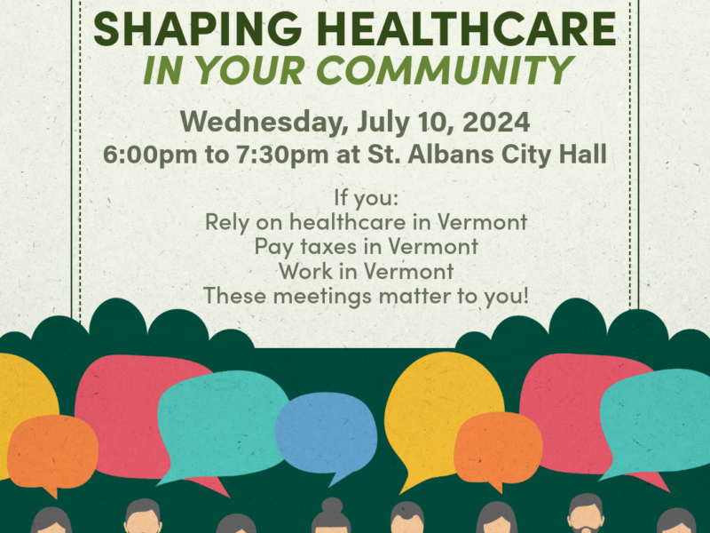 Illustration advertising a healthcare community meeting