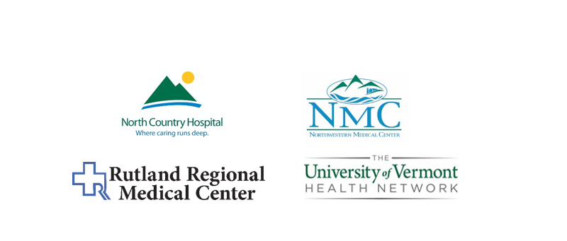 logos of various hospitals servicing Vermont