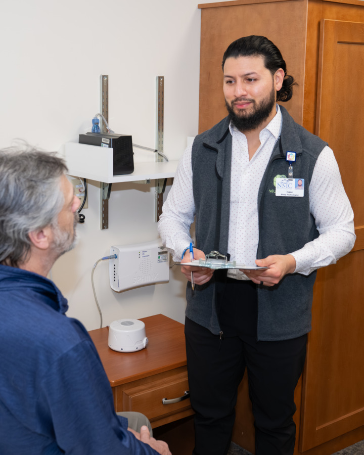 Patient being evaluated by Sleep Center staff