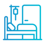 Emergency room bed and IV drip icon