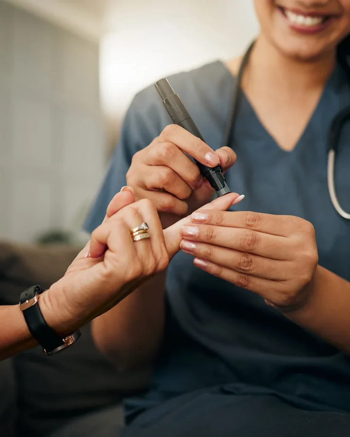 A provider administering diabetes medication