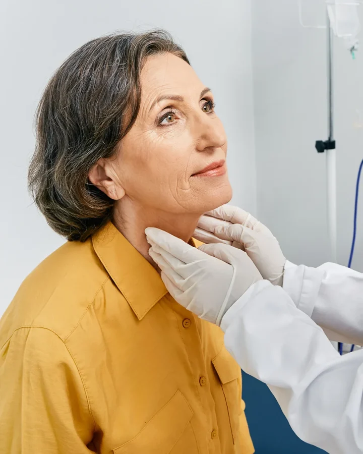 A patient have a thyroid exam