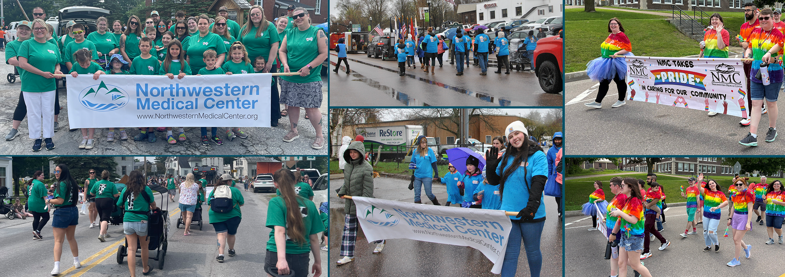 A collage of photos from the 2025 Dairy Days, Maple Fest, and Pride Parades