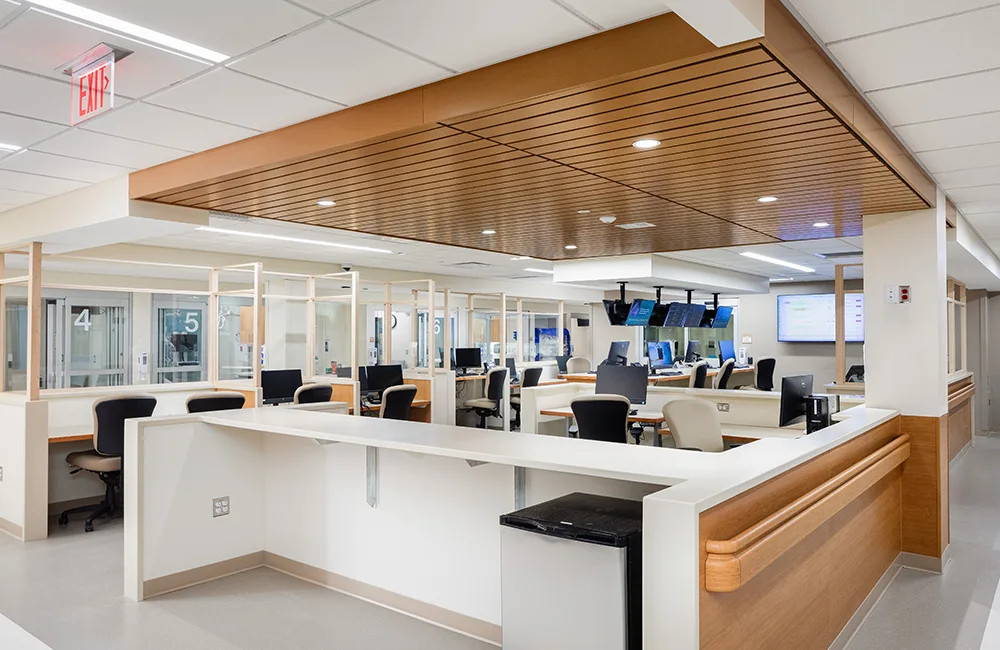 Emergency department area for nurses and providers