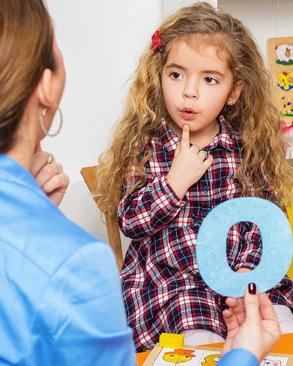 Child in speech therapy appointment