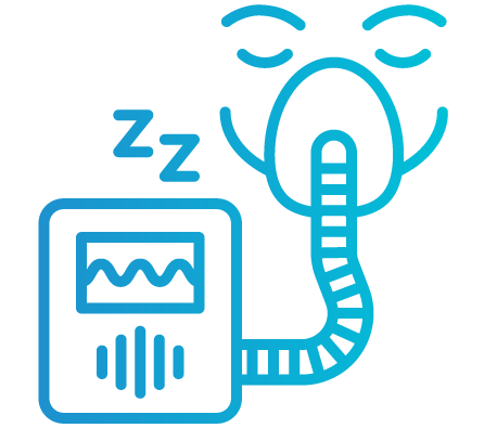 C-PAP machine and sleeping person icon