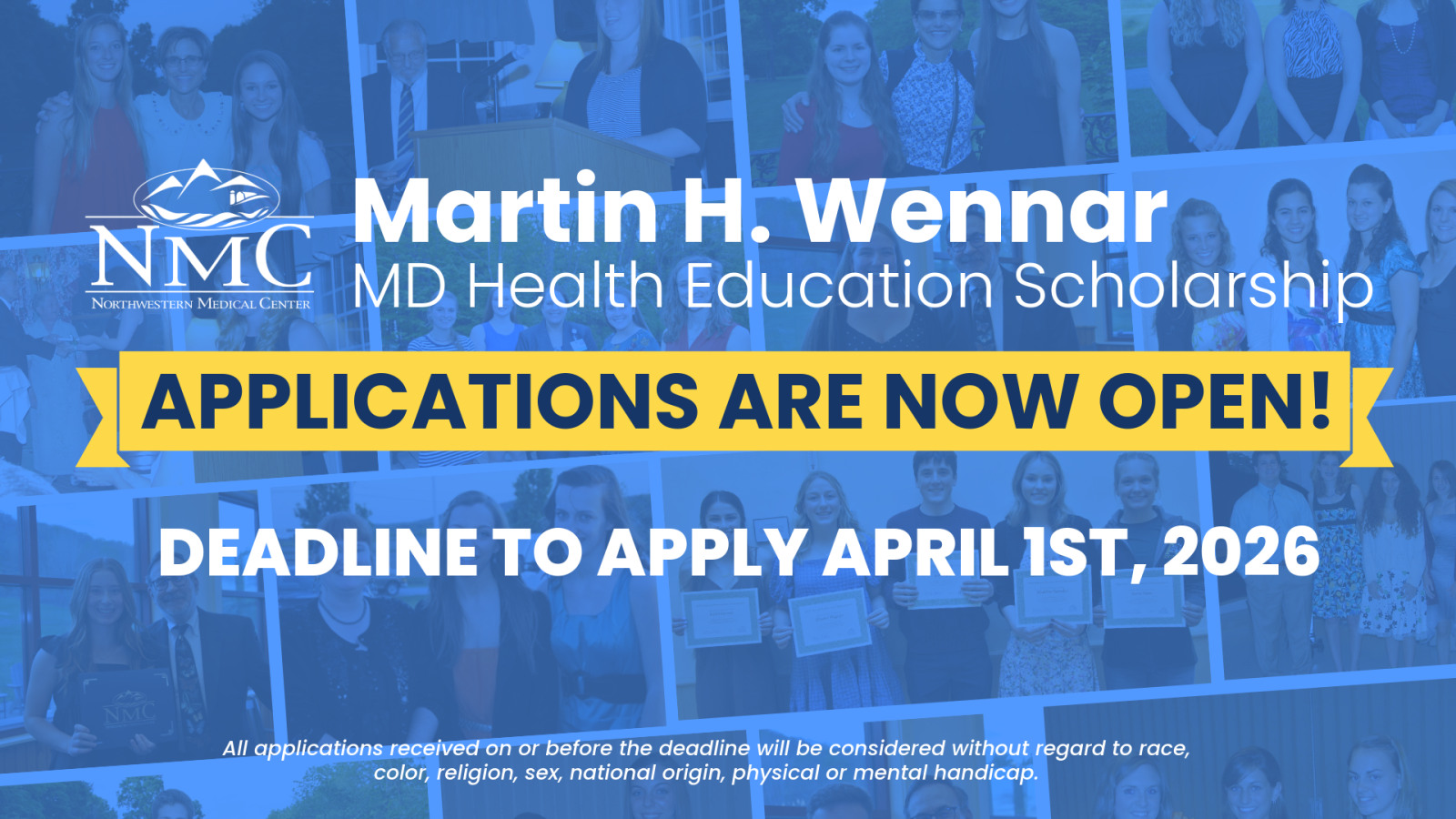 Martin H. Wennar scholarship applications now open, deadline to apply april 1st announcement photo