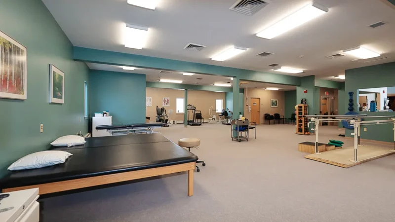 Clean room filled with physical therapy equipment