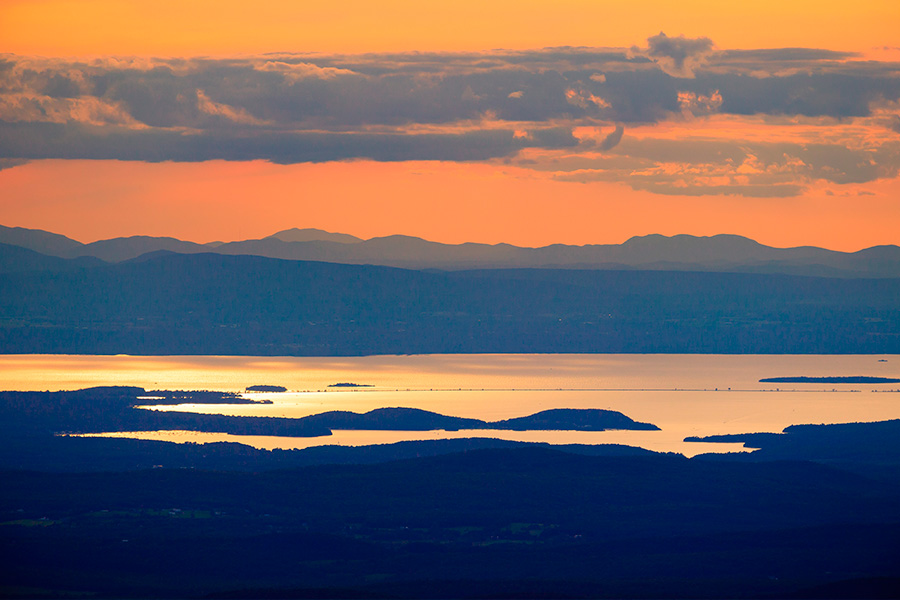 View of Lake Champlain and mountains