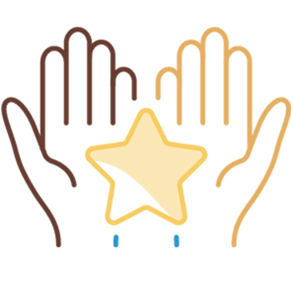different color hands holding star