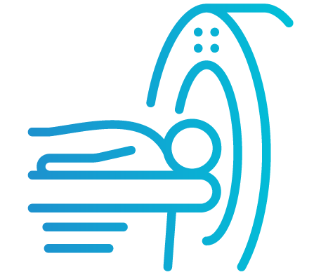 line-drawn person going into MRI