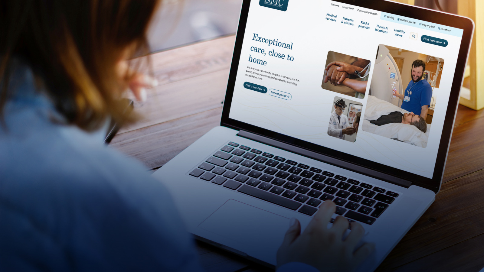 Person viewing NMC website on a laptop