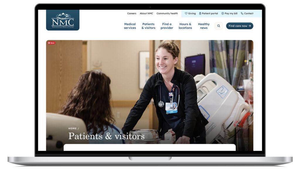 Image of the "Patient & visitors" section on the NMC website.