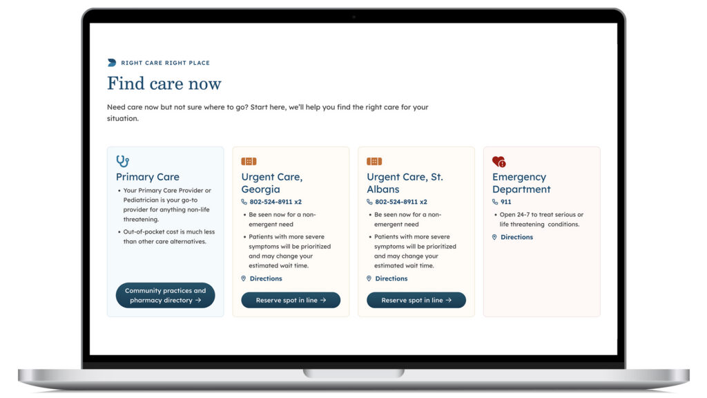 Image of the Urgent Care section on the NMC website homepage